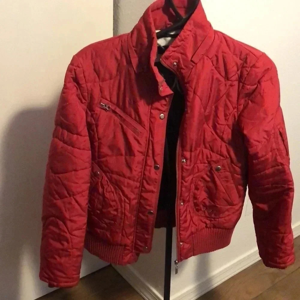 Cozy red padded winter jacket from Next.